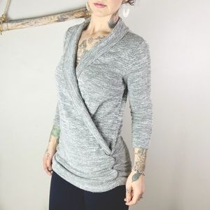 41 hawthorn henri surplice wrap ruched knit top